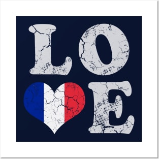 Love France French Flag Vintage Distressed Posters and Art